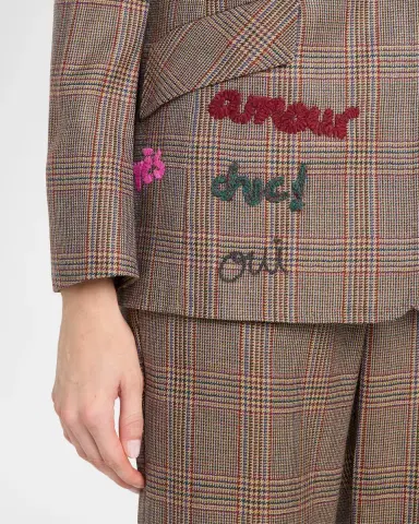 Maison Common Embroidered Glen Plaid Single-Breasted Jacket | Thumbnail 5 Maison Common Embroidered Glen Plaid Single-Breasted Jacket | Thumbnail 5