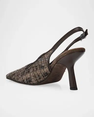 Brunello Cucinelli Monili-Embroidered Check Slingback Pumps | Thumbnail 4 Brunello Cucinelli Monili-Embroidered Check Slingback Pumps | Thumbnail 4
