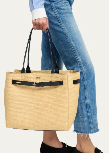 Tom Ford Audrey Large Raffia Tote Bag | Thumbnail 2 Tom Ford Audrey Large Raffia Tote Bag | Thumbnail 2