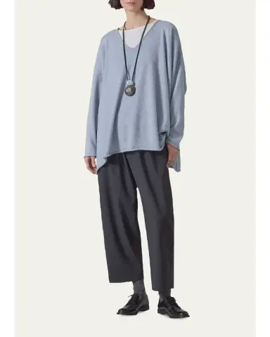 Eskandar A-Line V-Neck Sweater - Long Length | Thumbnail 1 Eskandar A-Line V-Neck Sweater - Long Length | Thumbnail 1
