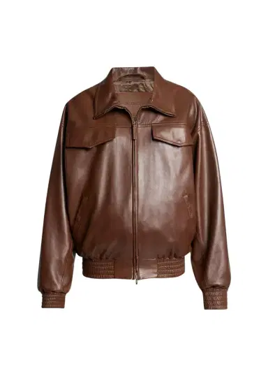 Balenciaga Men's Smooth Leather Oversized Bomber Jacket | Thumbnail 1 Balenciaga Men's Smooth Leather Oversized Bomber Jacket | Thumbnail 1