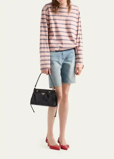 Prada Bonnie Glossy Leather Top-Handle Bag | Thumbnail 4 Prada Bonnie Glossy Leather Top-Handle Bag | Thumbnail 4