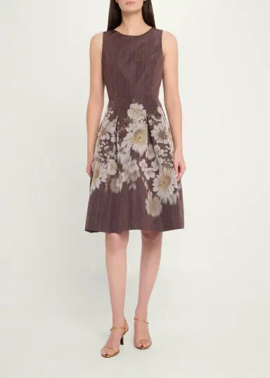 Rickie Freeman for Teri Jon Pleated Floral-Print Mikado Dress | Thumbnail 2 Rickie Freeman for Teri Jon Pleated Floral-Print Mikado Dress | Thumbnail 2