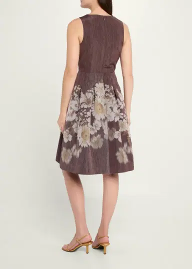 Rickie Freeman for Teri Jon Pleated Floral-Print Mikado Dress | Thumbnail 3 Rickie Freeman for Teri Jon Pleated Floral-Print Mikado Dress | Thumbnail 3