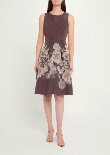 Rickie Freeman for Teri Jon Pleated Floral-Print Mikado Dress | Thumbnail 4 Rickie Freeman for Teri Jon Pleated Floral-Print Mikado Dress | Thumbnail 4