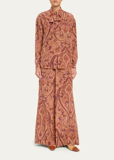 Ulla Johnson Lise Long-Sleeve Tie-Neck Silk Blouse | Thumbnail 2 Ulla Johnson Lise Long-Sleeve Tie-Neck Silk Blouse | Thumbnail 2