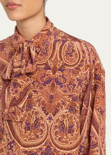 Ulla Johnson Lise Long-Sleeve Tie-Neck Silk Blouse | Thumbnail 5 Ulla Johnson Lise Long-Sleeve Tie-Neck Silk Blouse | Thumbnail 5