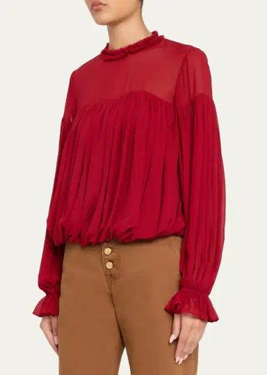Ulla Johnson Pearl Silk Chiffon Blouse | Thumbnail 4 Ulla Johnson Pearl Silk Chiffon Blouse | Thumbnail 4
