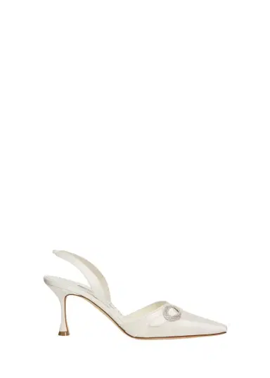 Manolo Blahnik 70mm Zutoslipla Satin Embellished-Buckle Slingback Pumps | Thumbnail 1 Manolo Blahnik 70mm Zutoslipla Satin Embellished-Buckle Slingback Pumps | Thumbnail 1