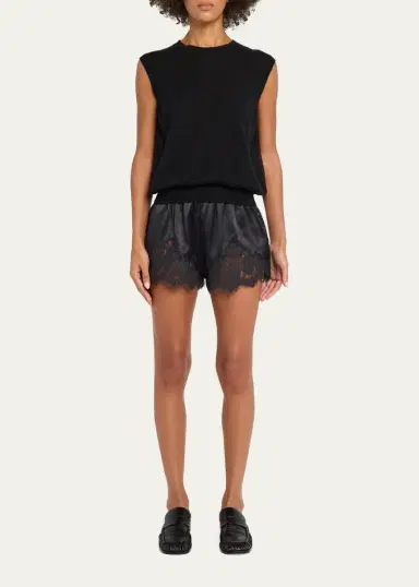RE/DONE Jennie Lace-Trim Satin Shorts | Thumbnail 2 RE/DONE Jennie Lace-Trim Satin Shorts | Thumbnail 2