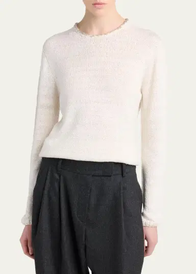 Giorgio Armani Silk Knit Beaded Crewneck Sweater | Thumbnail 4 Giorgio Armani Silk Knit Beaded Crewneck Sweater | Thumbnail 4