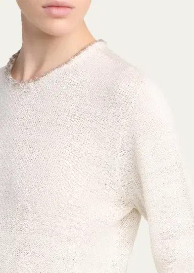 Giorgio Armani Silk Knit Beaded Crewneck Sweater | Thumbnail 5 Giorgio Armani Silk Knit Beaded Crewneck Sweater | Thumbnail 5