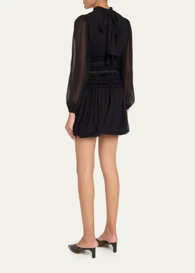 Ulla Johnson Celestine Long-Sleeve Mini Silk Dress | Thumbnail 3 Ulla Johnson Celestine Long-Sleeve Mini Silk Dress | Thumbnail 3