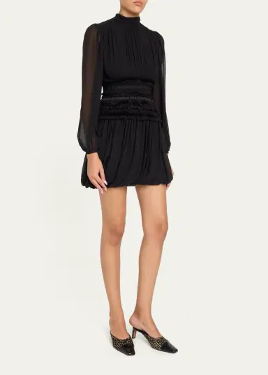 Ulla Johnson Celestine Long-Sleeve Mini Silk Dress | Thumbnail 4 Ulla Johnson Celestine Long-Sleeve Mini Silk Dress | Thumbnail 4