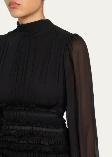 Ulla Johnson Celestine Long-Sleeve Mini Silk Dress | Thumbnail 5 Ulla Johnson Celestine Long-Sleeve Mini Silk Dress | Thumbnail 5