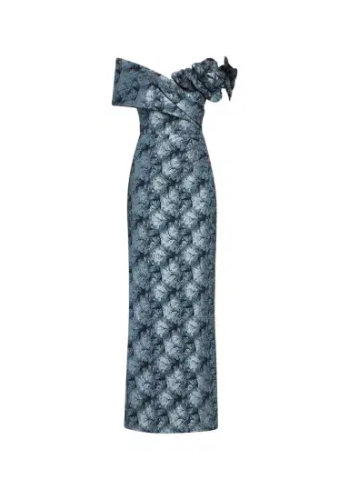Rickie Freeman for Teri Jon 3D Floral Metallic Jacquard Column Gown | Thumbnail 1 Rickie Freeman for Teri Jon 3D Floral Metallic Jacquard Column Gown | Thumbnail 1