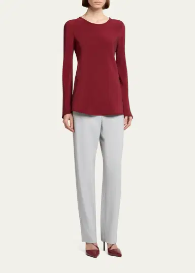 Giorgio Armani Long-Sleeve Silk Stretch Shirt | Thumbnail 2 Giorgio Armani Long-Sleeve Silk Stretch Shirt | Thumbnail 2