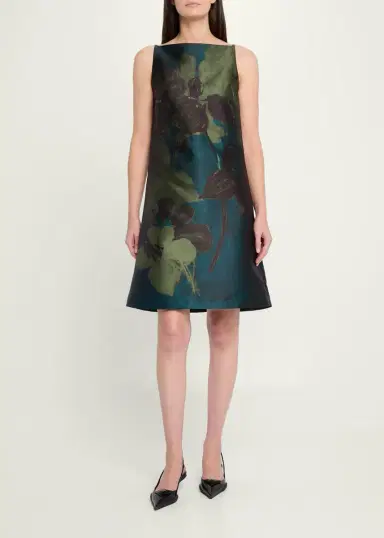 Rickie Freeman for Teri Jon Floral-Print Mikado Mini Shift Dress | Thumbnail 2 Rickie Freeman for Teri Jon Floral-Print Mikado Mini Shift Dress | Thumbnail 2