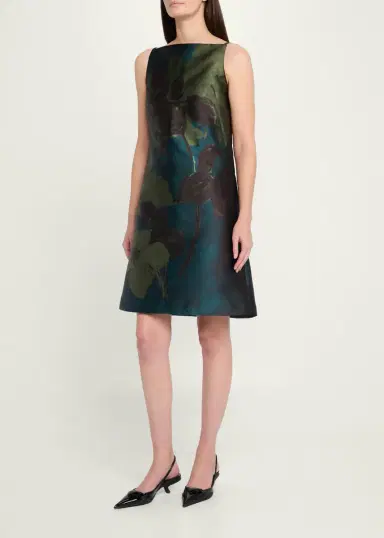 Rickie Freeman for Teri Jon Floral-Print Mikado Mini Shift Dress | Thumbnail 4 Rickie Freeman for Teri Jon Floral-Print Mikado Mini Shift Dress | Thumbnail 4
