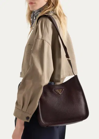 Prada Medium Daino Soft Leather Hobo Crossbody Bag | Thumbnail 5 Prada Medium Daino Soft Leather Hobo Crossbody Bag | Thumbnail 5