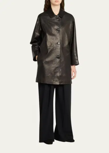 The Row Donata Leather Single-Breasted Coat | Thumbnail 2 The Row Donata Leather Single-Breasted Coat | Thumbnail 2