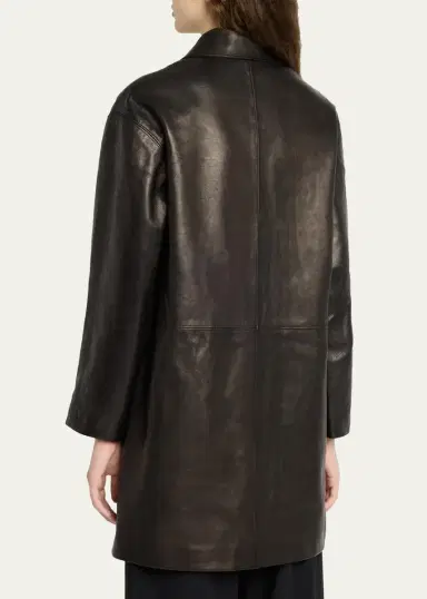 The Row Donata Leather Single-Breasted Coat | Thumbnail 3 The Row Donata Leather Single-Breasted Coat | Thumbnail 3