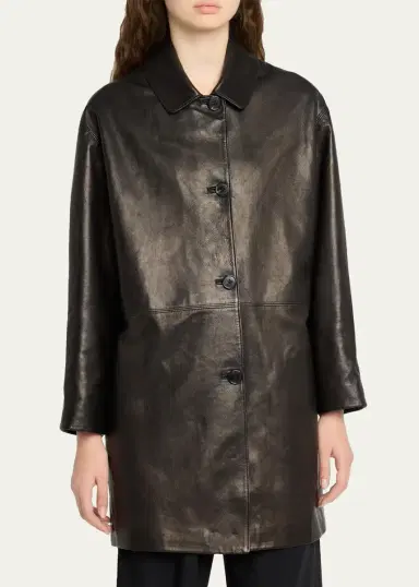 The Row Donata Leather Single-Breasted Coat | Thumbnail 4 The Row Donata Leather Single-Breasted Coat | Thumbnail 4