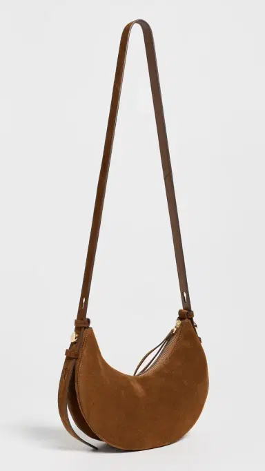 Tory Burch Romy Suede Half Moon Bag Caramel One Size | Thumbnail 4 Tory Burch Romy Suede Half Moon Bag Caramel One Size | Thumbnail 4