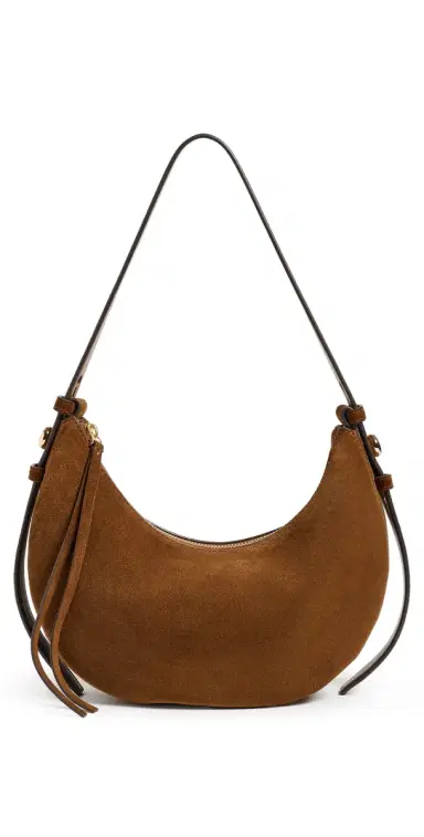 Tory Burch Romy Suede Half Moon Bag Caramel One Size | Thumbnail 1 Tory Burch Romy Suede Half Moon Bag Caramel One Size | Thumbnail 1