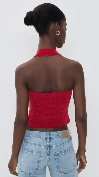 With Jean Rose Knit Top Red | Thumbnail 3 With Jean Rose Knit Top Red | Thumbnail 3