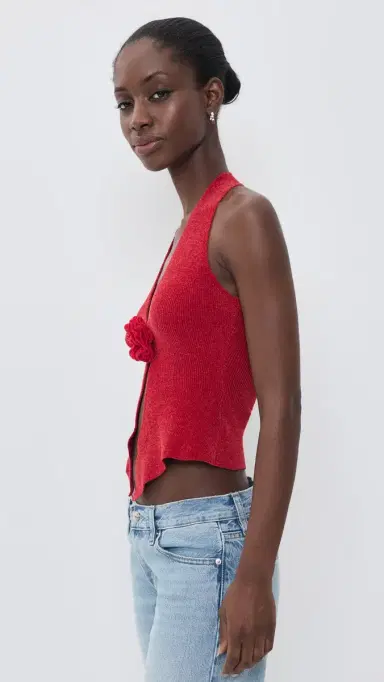 With Jean Rose Knit Top Red | Thumbnail 4 With Jean Rose Knit Top Red | Thumbnail 4