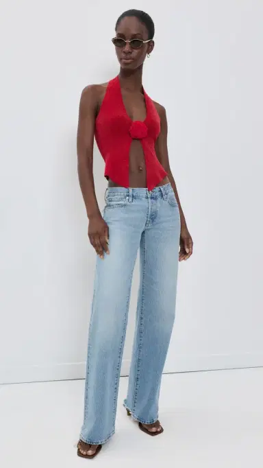 With Jean Rose Knit Top Red | Thumbnail 5 With Jean Rose Knit Top Red | Thumbnail 5