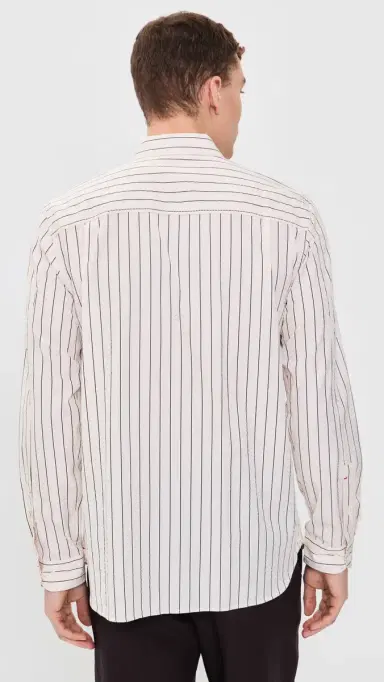 Orlebar Brown Justin Fine Stripe Button Down Shirt atte/Night Iris | Thumbnail 3 Orlebar Brown Justin Fine Stripe Button Down Shirt atte/Night Iris | Thumbnail 3