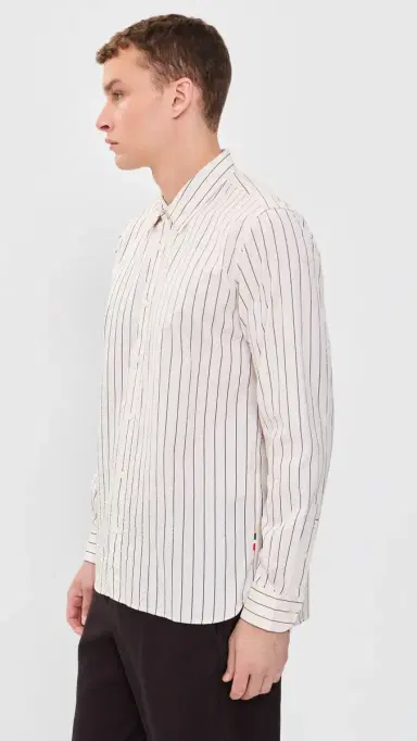 Orlebar Brown Justin Fine Stripe Button Down Shirt atte/Night Iris | Thumbnail 4 Orlebar Brown Justin Fine Stripe Button Down Shirt atte/Night Iris | Thumbnail 4