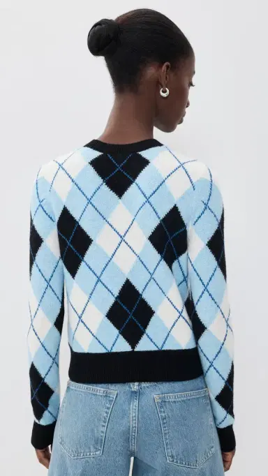 Alice + Olivia Carolee Crewneck Argyle Sweater ineral Blue ulti | Thumbnail 3 Alice + Olivia Carolee Crewneck Argyle Sweater ineral Blue ulti | Thumbnail 3