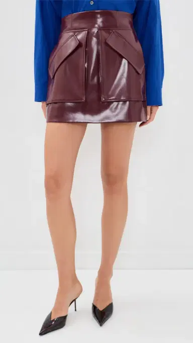 Aknvas Cherry Faux Leather Skirt Burgundy | Thumbnail 2 Aknvas Cherry Faux Leather Skirt Burgundy | Thumbnail 2
