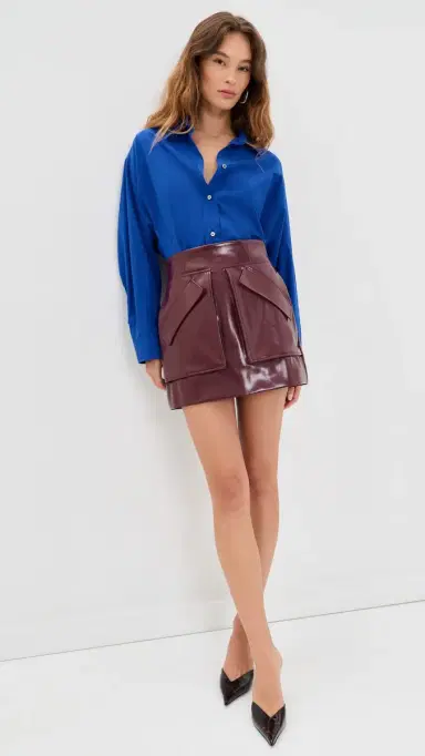 Aknvas Cherry Faux Leather Skirt Burgundy | Thumbnail 5 Aknvas Cherry Faux Leather Skirt Burgundy | Thumbnail 5