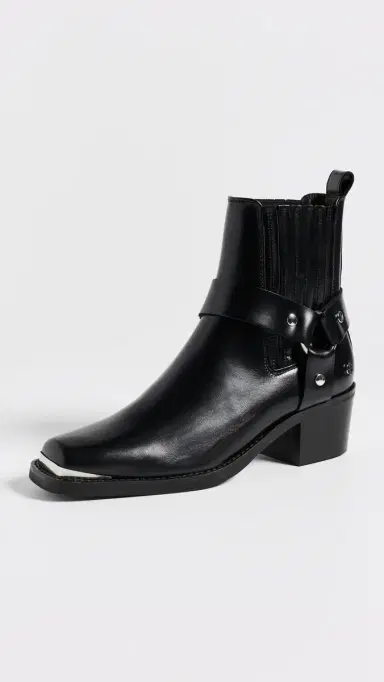 ANINE BING Mid Biker Boots Black | Thumbnail 2 ANINE BING Mid Biker Boots Black | Thumbnail 2