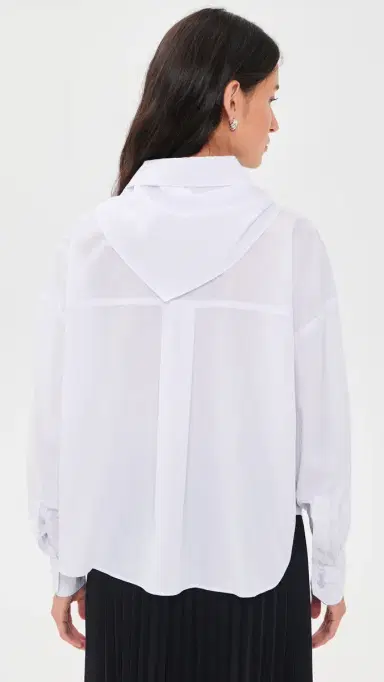 Another Girl Boxy Shirt with Neck carf White | Thumbnail 3 Another Girl Boxy Shirt with Neck carf White | Thumbnail 3