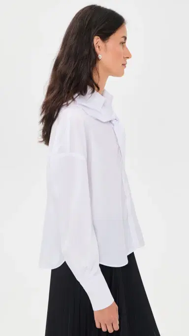 Another Girl Boxy Shirt with Neck carf White | Thumbnail 4 Another Girl Boxy Shirt with Neck carf White | Thumbnail 4