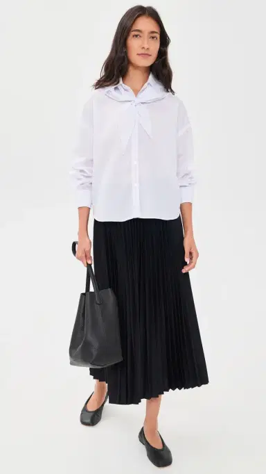 Another Girl Boxy Shirt with Neck carf White | Thumbnail 5 Another Girl Boxy Shirt with Neck carf White | Thumbnail 5