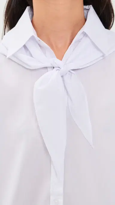 Another Girl Boxy Shirt with Neck carf White | Thumbnail 6 Another Girl Boxy Shirt with Neck carf White | Thumbnail 6