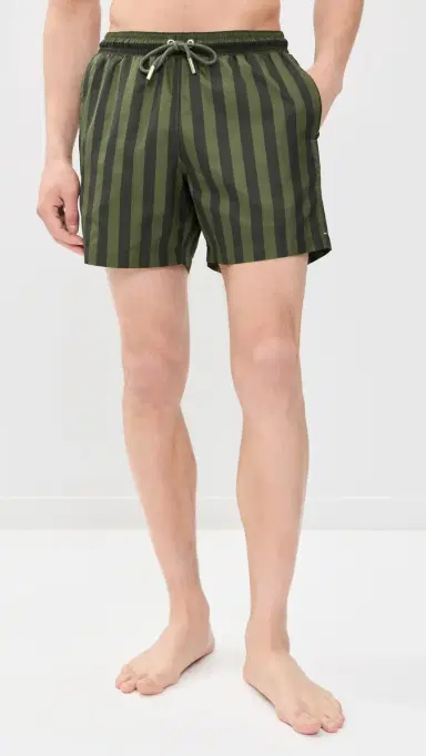 Orlebar Brown Boxer III Bold Stripe Swim Trunks 5.5 Bayleaf/Herbal Green Stripe | Thumbnail 2 Orlebar Brown Boxer III Bold Stripe Swim Trunks 5.5 Bayleaf/Herbal Green Stripe | Thumbnail 2