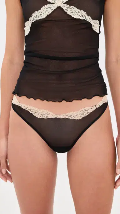 Only Hearts Tulle Lace Thong Black/Chai | Thumbnail 2 Only Hearts Tulle Lace Thong Black/Chai | Thumbnail 2
