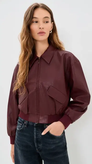GOOD AMERICAN The Better Than Leather Cropped Bomber Jacket | Thumbnail 2 GOOD AMERICAN The Better Than Leather Cropped Bomber Jacket | Thumbnail 2