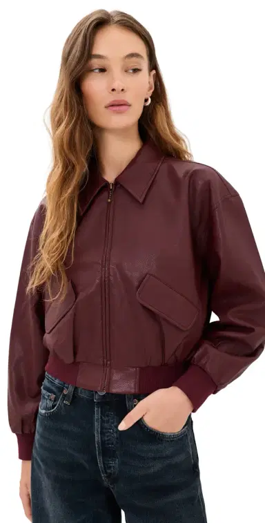 GOOD AMERICAN The Better Than Leather Cropped Bomber Jacket | Thumbnail 1 GOOD AMERICAN The Better Than Leather Cropped Bomber Jacket | Thumbnail 1