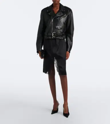 Saint Laurent Lace-trimmed silk satin slip skirt | Thumbnail 3 Saint Laurent Lace-trimmed silk satin slip skirt | Thumbnail 3