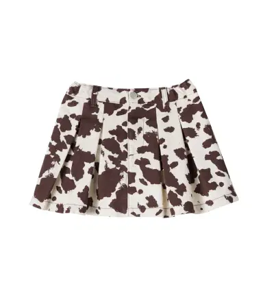THE NEW SOCIETY Dakota cow-print pleated denim skirt | Thumbnail 1 THE NEW SOCIETY Dakota cow-print pleated denim skirt | Thumbnail 1