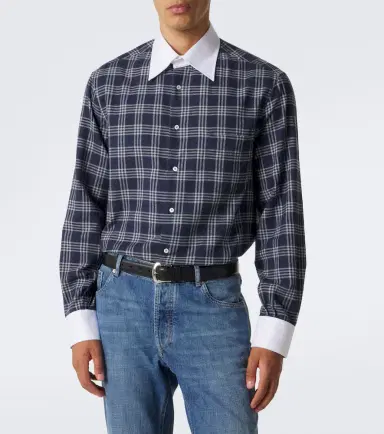 Brunello Cucinelli Checked cotton-blend flannel shirt | Thumbnail 2 Brunello Cucinelli Checked cotton-blend flannel shirt | Thumbnail 2