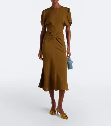Victoria Beckham Bela ruched midi dress | Thumbnail 2 Victoria Beckham Bela ruched midi dress | Thumbnail 2